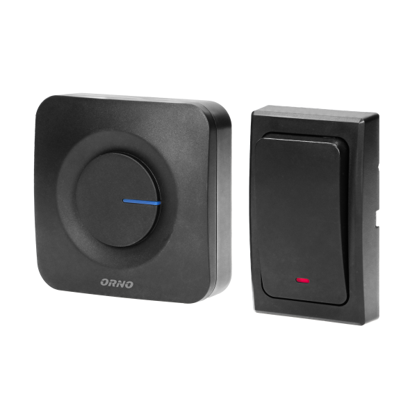 ONDO 2 AC, set of 2 wireless mains-powered doorbells with battery-free button, learning system, 36 sounds, 200m, black